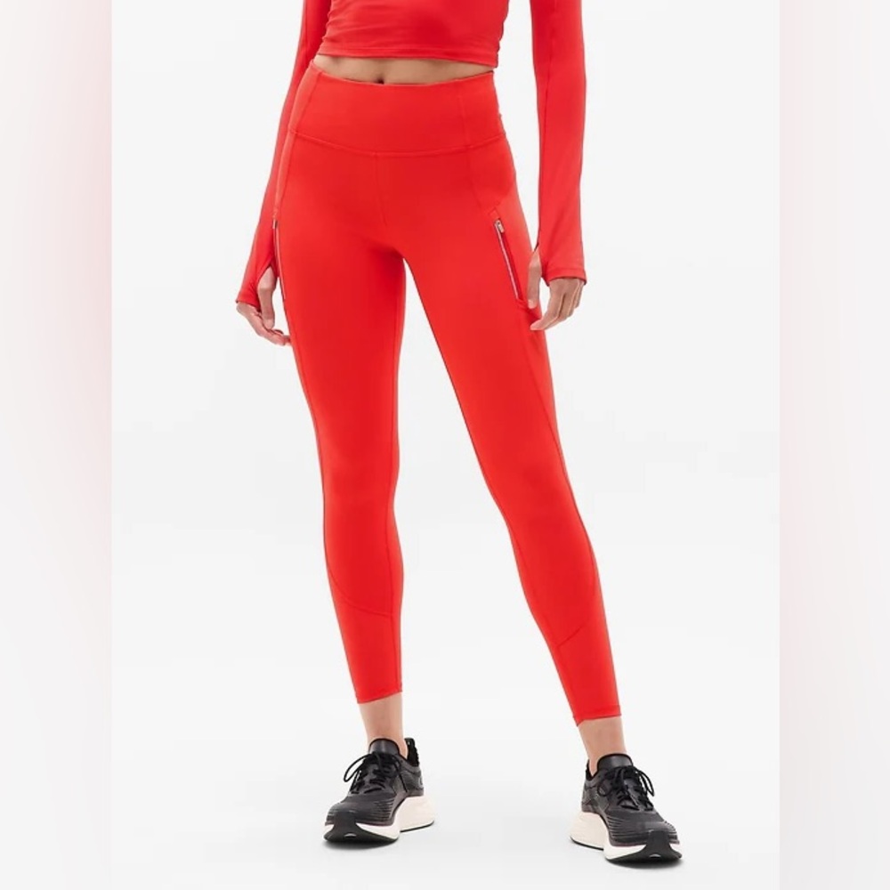 NWT Athleta Women's Medium Rainier Tight Red Athletic Leggings High Rise - Picture 1 of 12